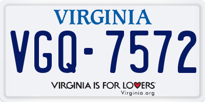 VA license plate VGQ7572