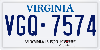 VA license plate VGQ7574