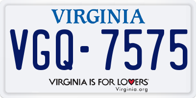 VA license plate VGQ7575