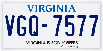 VA license plate VGQ7577