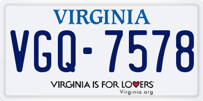 VA license plate VGQ7578