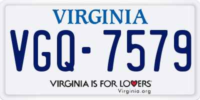 VA license plate VGQ7579