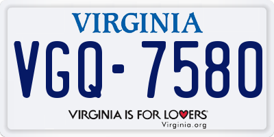 VA license plate VGQ7580