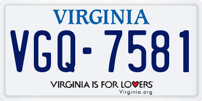 VA license plate VGQ7581