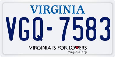 VA license plate VGQ7583