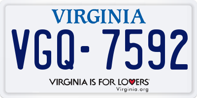 VA license plate VGQ7592