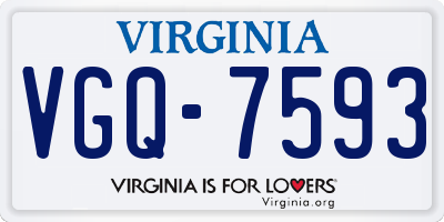 VA license plate VGQ7593