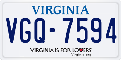 VA license plate VGQ7594