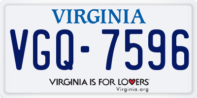 VA license plate VGQ7596