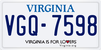 VA license plate VGQ7598