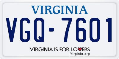 VA license plate VGQ7601
