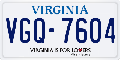 VA license plate VGQ7604