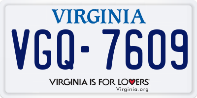 VA license plate VGQ7609