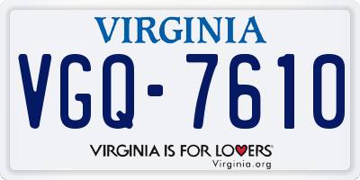 VA license plate VGQ7610