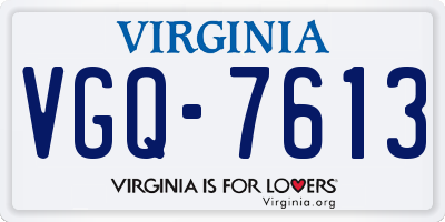 VA license plate VGQ7613
