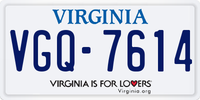 VA license plate VGQ7614