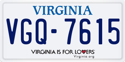 VA license plate VGQ7615
