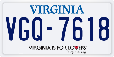 VA license plate VGQ7618