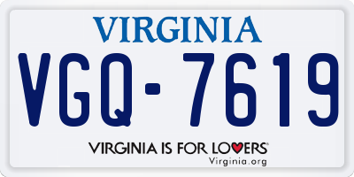 VA license plate VGQ7619