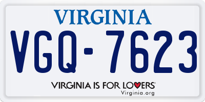 VA license plate VGQ7623