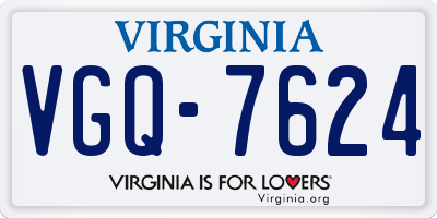 VA license plate VGQ7624