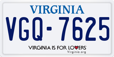 VA license plate VGQ7625