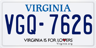 VA license plate VGQ7626