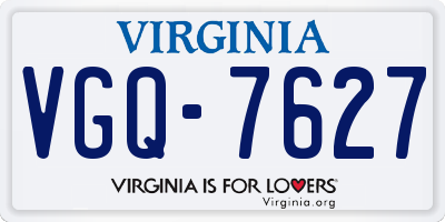 VA license plate VGQ7627