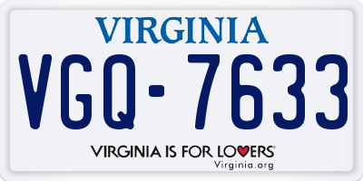 VA license plate VGQ7633