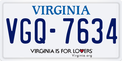 VA license plate VGQ7634