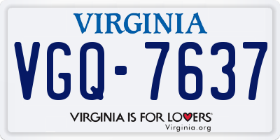 VA license plate VGQ7637