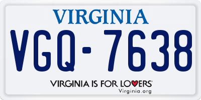 VA license plate VGQ7638