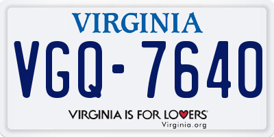 VA license plate VGQ7640