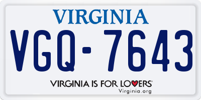 VA license plate VGQ7643