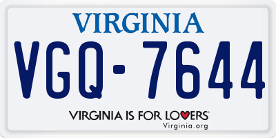 VA license plate VGQ7644