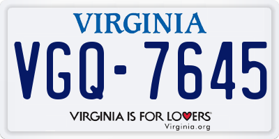 VA license plate VGQ7645