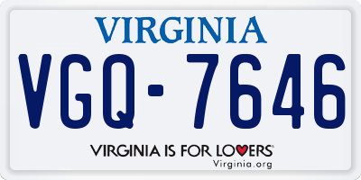 VA license plate VGQ7646