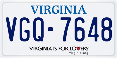 VA license plate VGQ7648