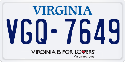 VA license plate VGQ7649