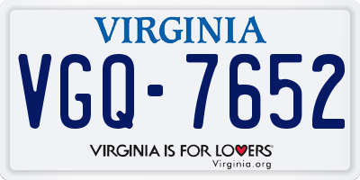 VA license plate VGQ7652