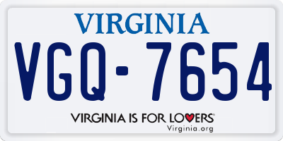 VA license plate VGQ7654