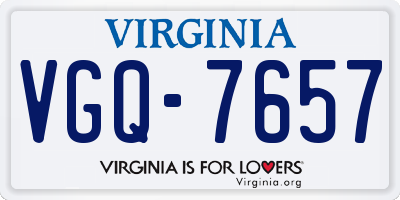 VA license plate VGQ7657