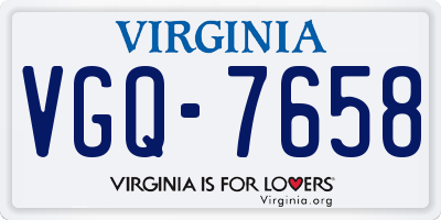 VA license plate VGQ7658