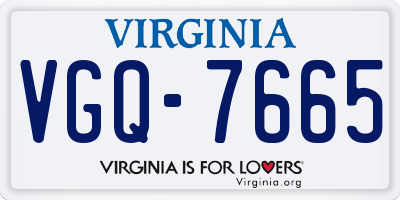 VA license plate VGQ7665