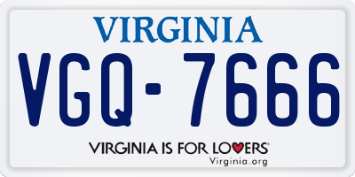 VA license plate VGQ7666