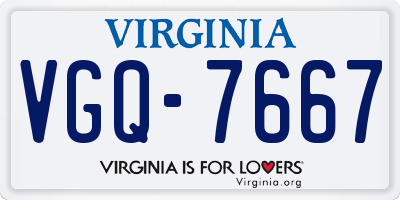 VA license plate VGQ7667