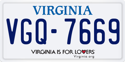 VA license plate VGQ7669