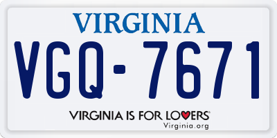 VA license plate VGQ7671