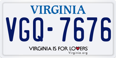 VA license plate VGQ7676