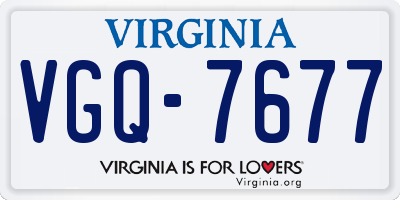 VA license plate VGQ7677